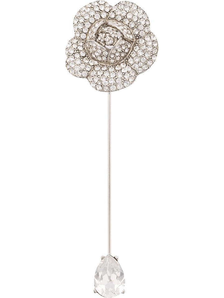 Oscar De La Renta Gardenia Pave Brooch - Metallic
