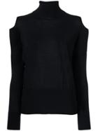 Zanone Cold Shoulder High Neck Sweater - Black