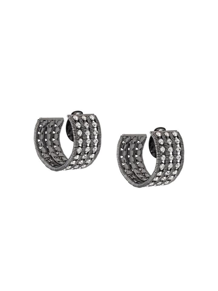 Silvia Gnecchi Rhinestone Earrings - Black