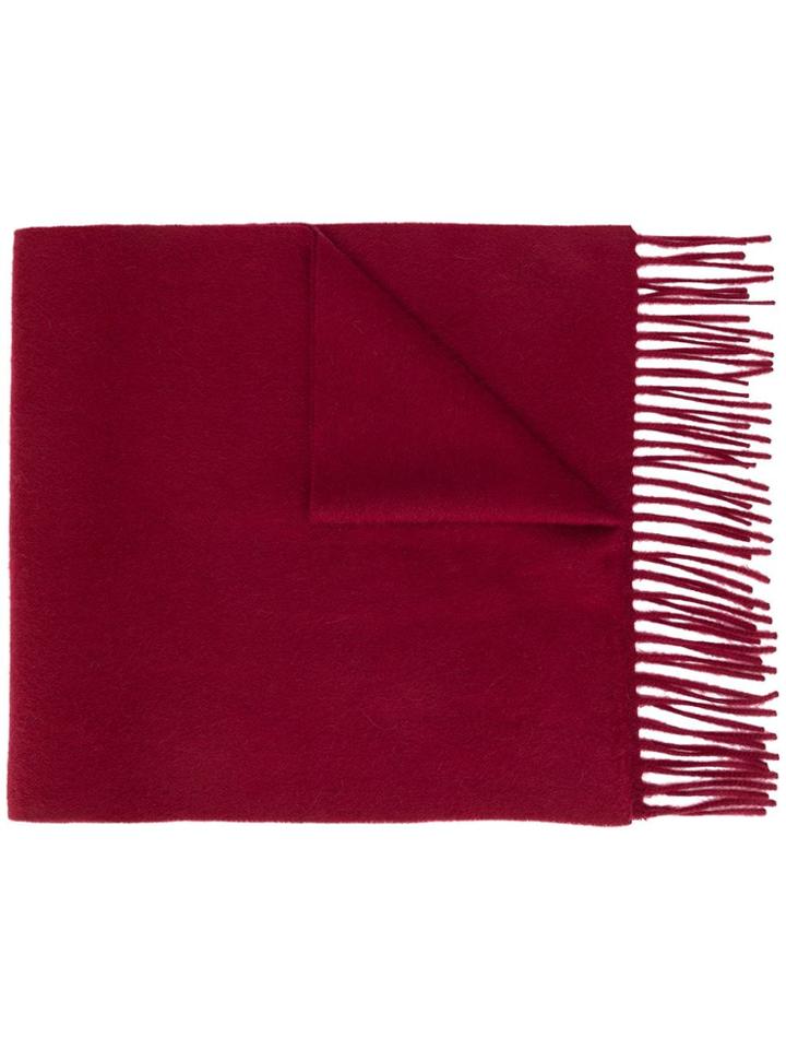 N.peal Fringed Knitted Scarf - Red