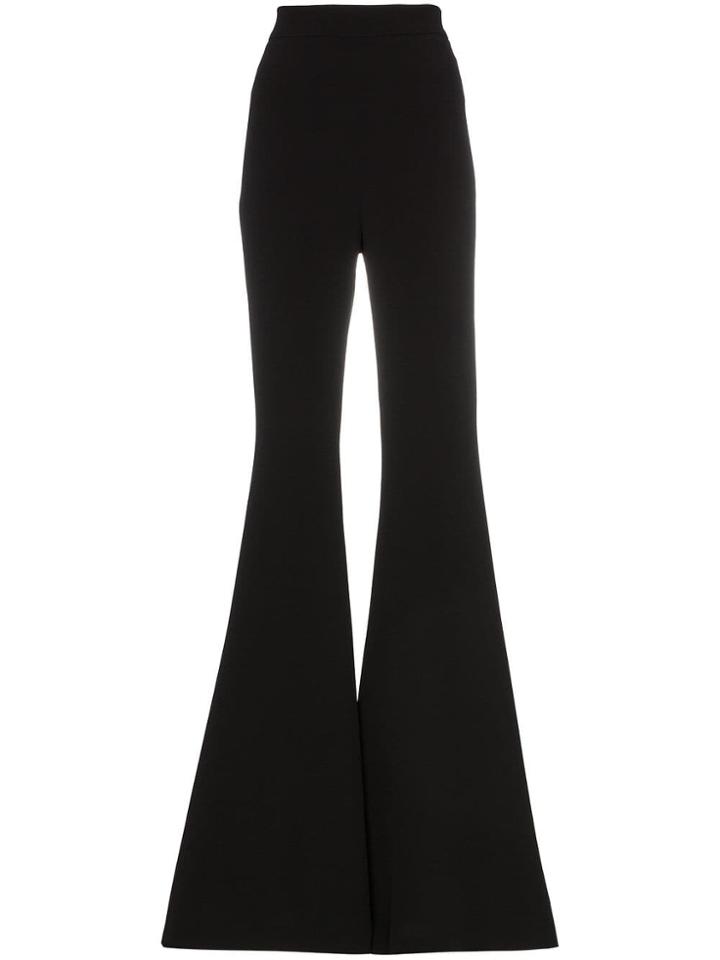 Balmain High-waisted Flare Silk Crepe Trousers - Black