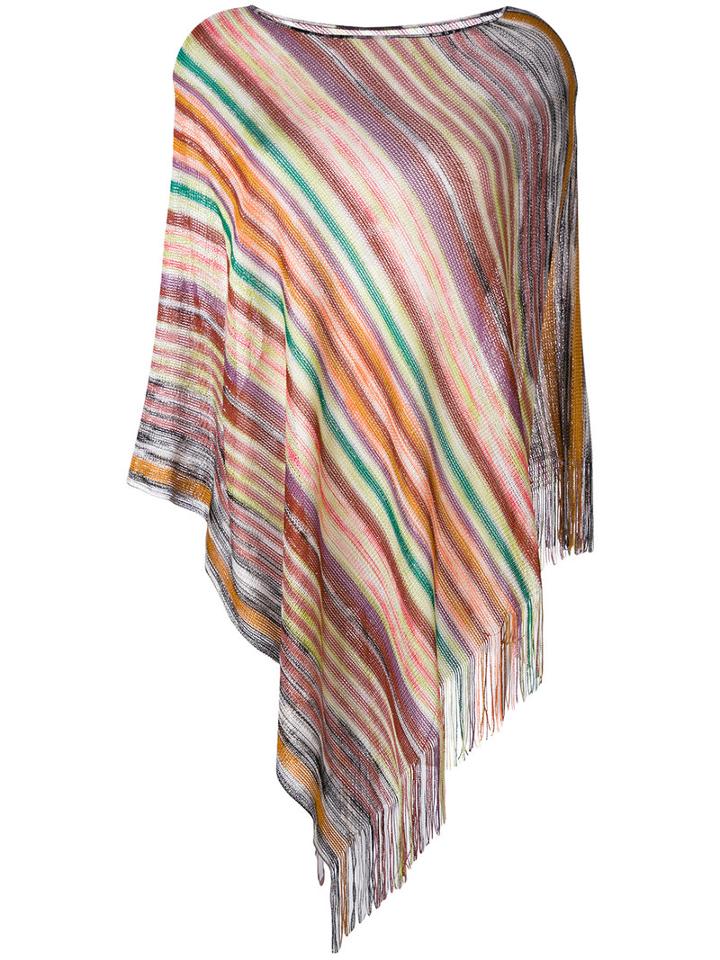 Missoni - Striped Knitted Poncho - Women - Polyamide/viscose/metallized Polyester - One Size, Polyamide/viscose/metallized Polyester