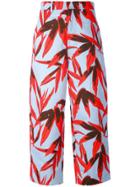 Marni Drill Swash Print Cropped Trousers - Blue