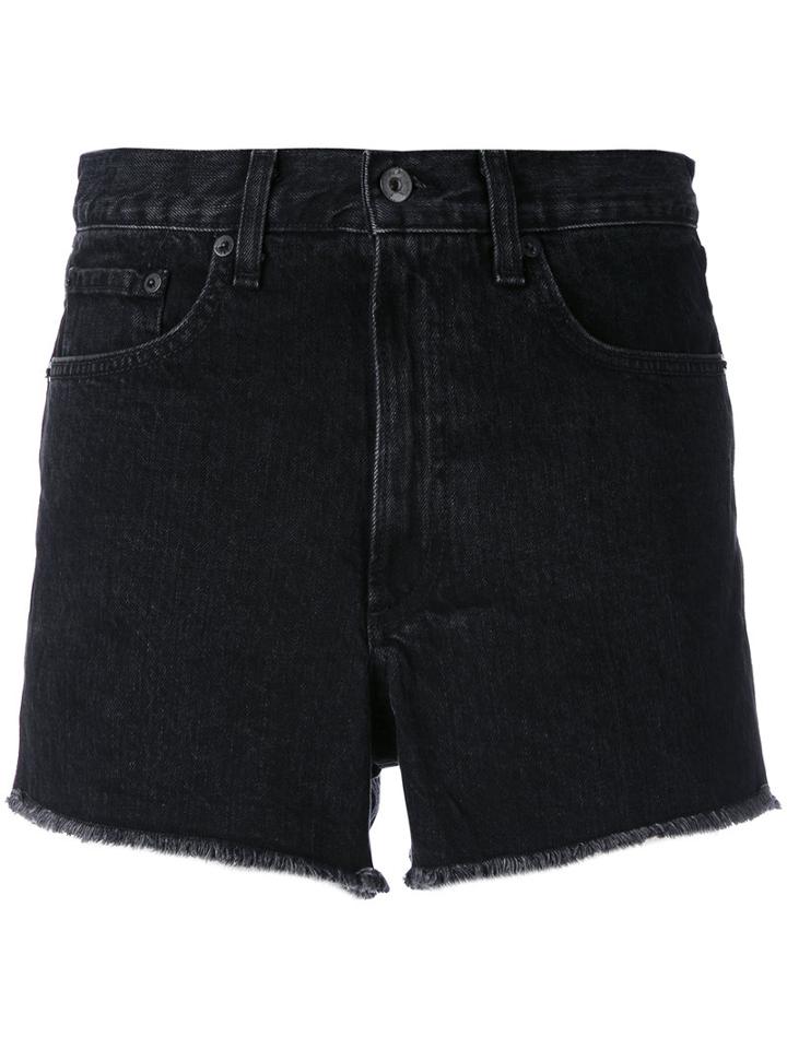 Rag & Bone /jean - High-rise Frayed Denim Shorts - Women - Cotton - 27, Black, Cotton