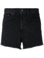 Rag & Bone /jean - High-rise Frayed Denim Shorts - Women - Cotton - 27, Black, Cotton