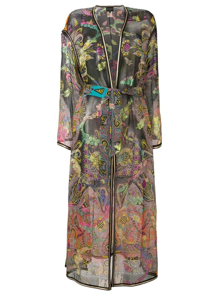 Etro Embroidered Jacquard Duster Coat - Black