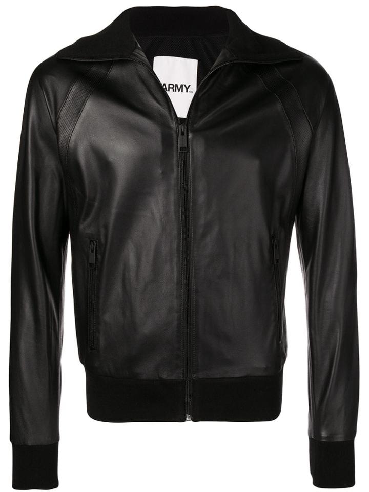 Yves Salomon Leather Bomber Without Hood - Black