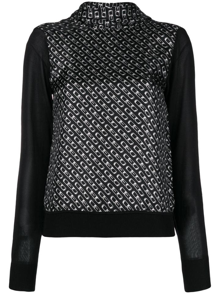 Alexander Wang Printed Scarf Turtleneck Top - Black