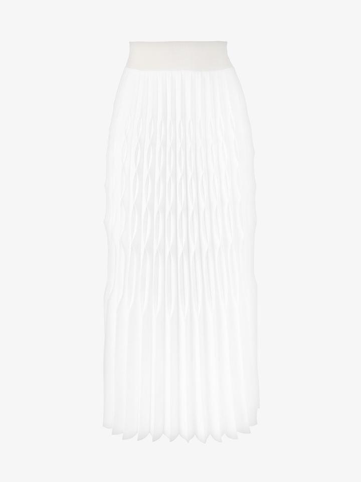 Barbara Casasola Pleated Soleil Skirt, Women's, Size: 40, White, Polyester