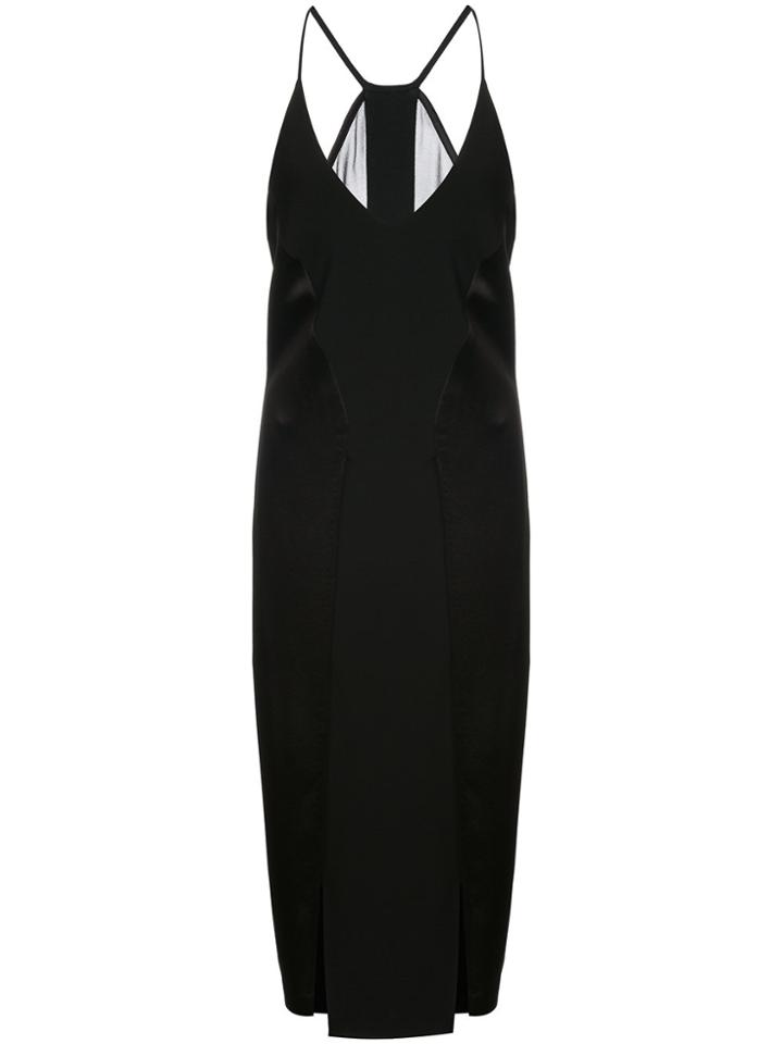 Halston Heritage Plunging Midi Dress - Black