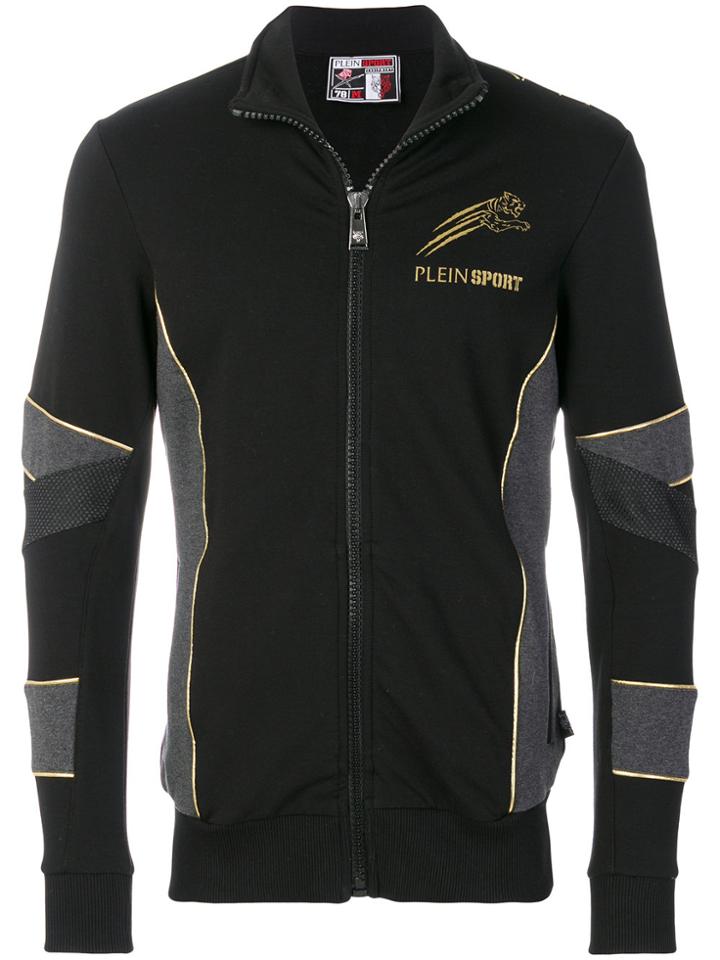 Plein Sport Panelled Zipped Sweatshirt - Black
