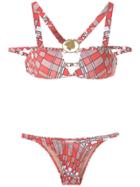 Amir Slama Geometric Print Bikini Set - Red