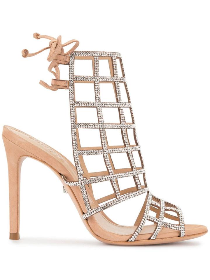 Schutz Embellished Cut-out Strap Sandals - Neutrals