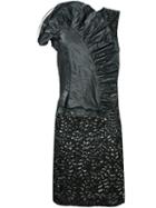 Maison Margiela Textured Shift Dress, Women's, Size: 42, Black, Acetate/polyester/polyamide/silk