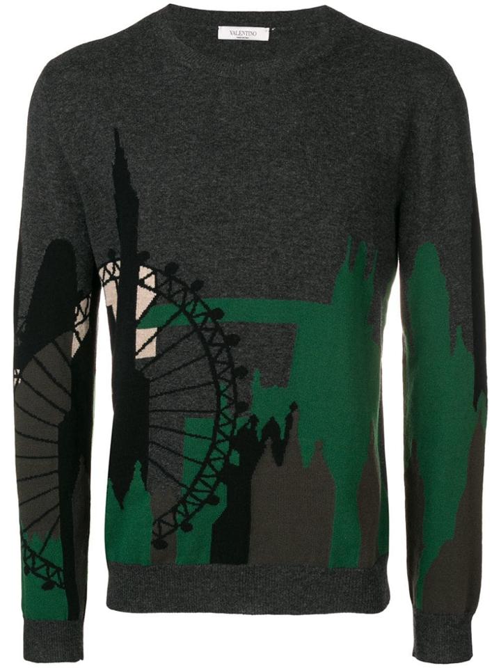 Valentino Skyline Printed Jumper - Green