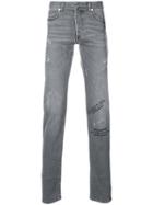Dior Homme Distressed Text Print Jeans - Grey