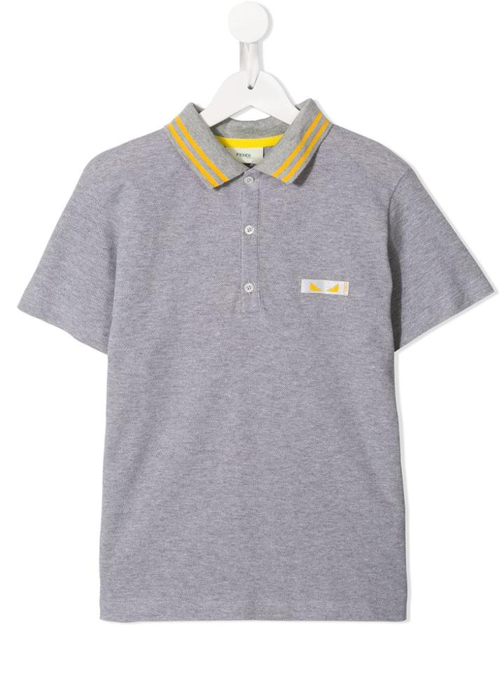 Fendi Kids Piqué Polo Shirt - Grey