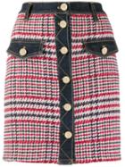Elisabetta Franchi Tweed Contrast Mini Skirt - Blue