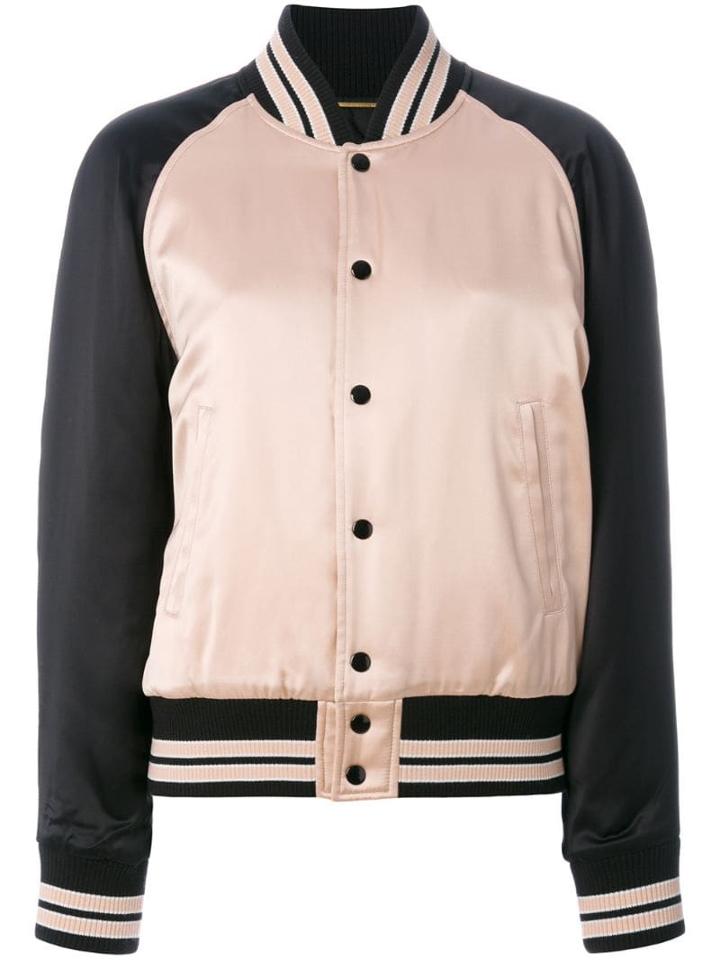 Saint Laurent Striped Trim Bomber Jacket - Pink