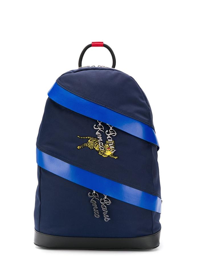 Kenzo Leather Trim Shell Backpack - Blue