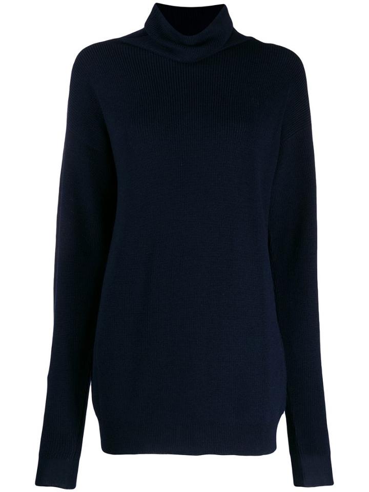 Sara Lanzi Ribbed Turtleneck Jumper - Blue