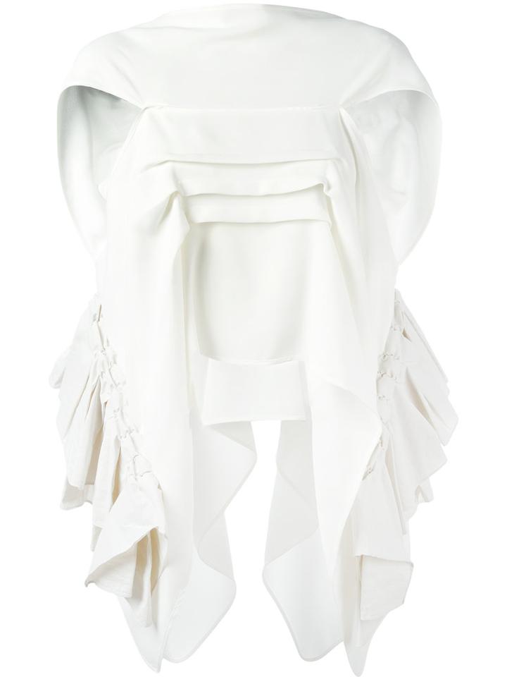Maticevski Draped Blouse, Size: 6, White, Polyester/nylon/cotton