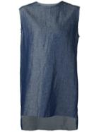 Yang Li Raw Edges Sleeveless Denim Top, Men's, Size: 46, Blue, Linen/flax/cotton