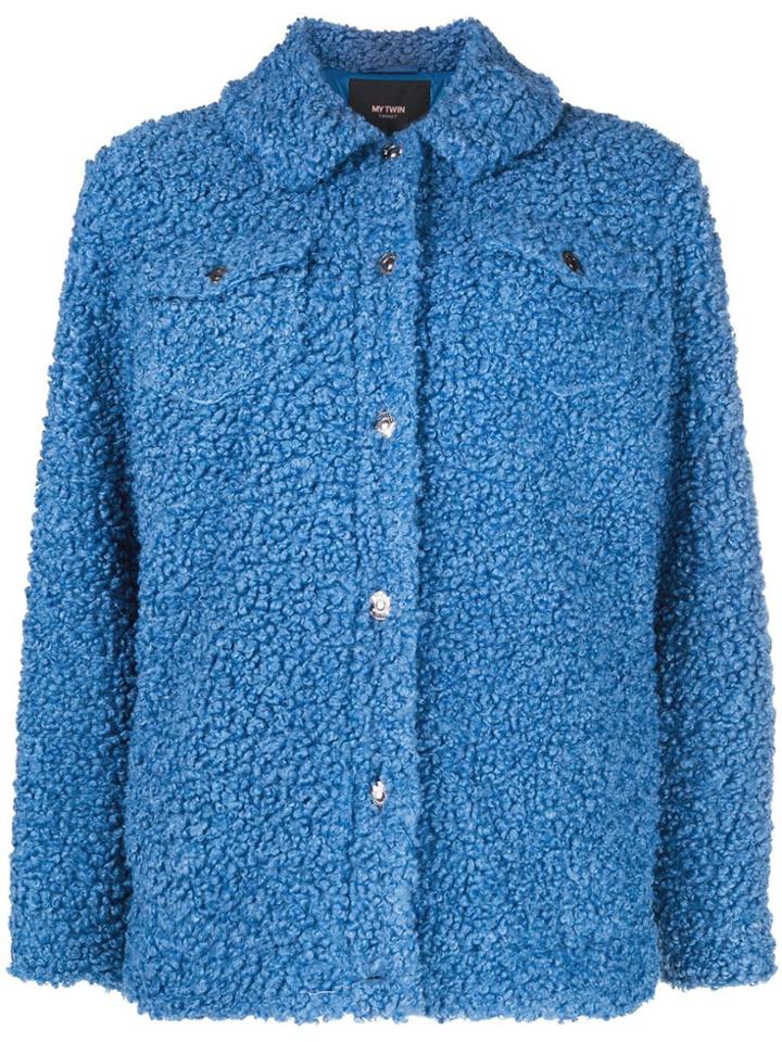 Twin-set Buttoned Shearling Jacket - Blue