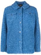 Twin-set Buttoned Shearling Jacket - Blue