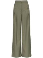 Situationist High-waisted Cut Out Wool Trousers - Green