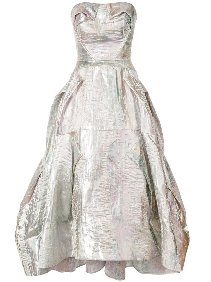 Maticevski - Metallic (grey) Flared Dress - Women - Silk/polyamide/spandex/elastane - 10, Silk/polyamide/spandex/elastane