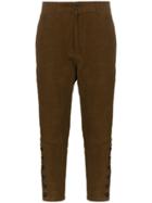 Ann Demeulemeester Cropped Buttoned Cotton Linen Blend Trousers -