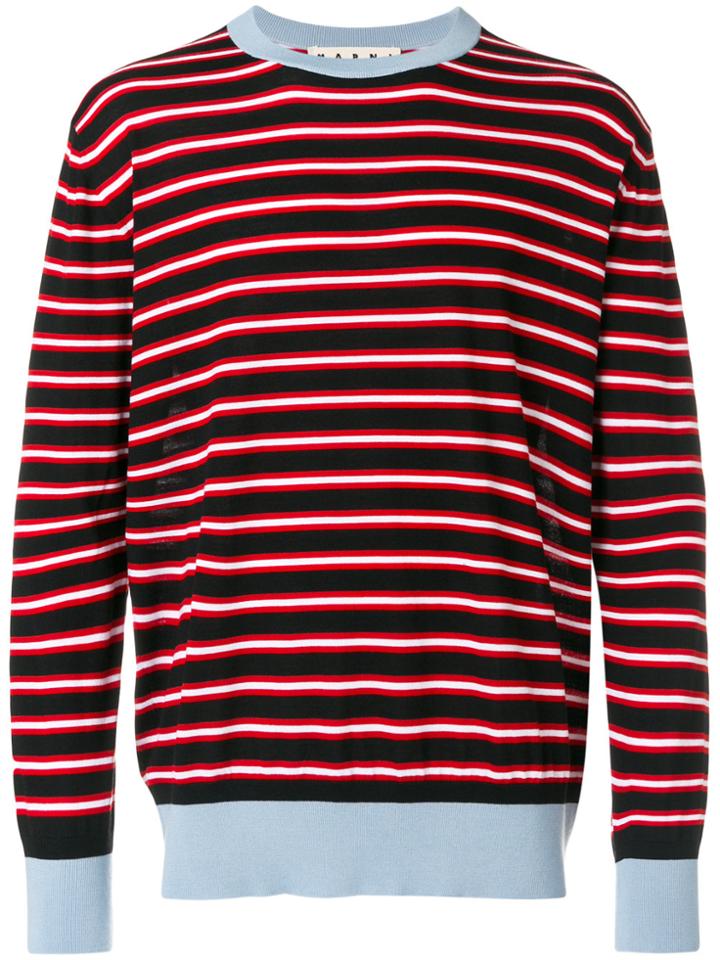 Marni Striped Crew Neck Sweater - Black