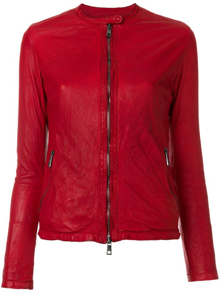 Giorgio Brato Collarless Biker Jacket - Red