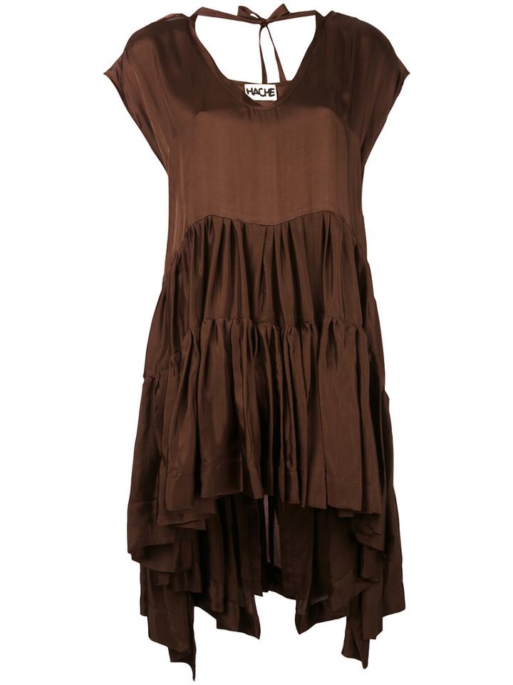 Hache - High Low Dress - Women - Viscose - 42, Brown, Viscose