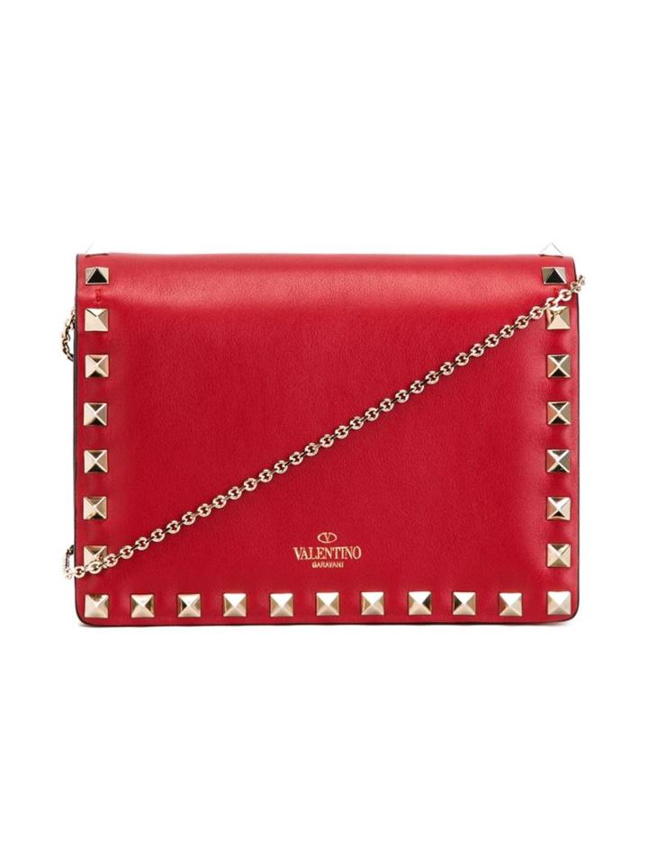 Valentino - 'rockstud' Clutch - Women - Calf Leather/metal (other) - One Size, Red, Calf Leather/metal (other)