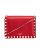 Valentino - 'rockstud' Clutch - Women - Calf Leather/metal (other) - One Size, Red, Calf Leather/metal (other)