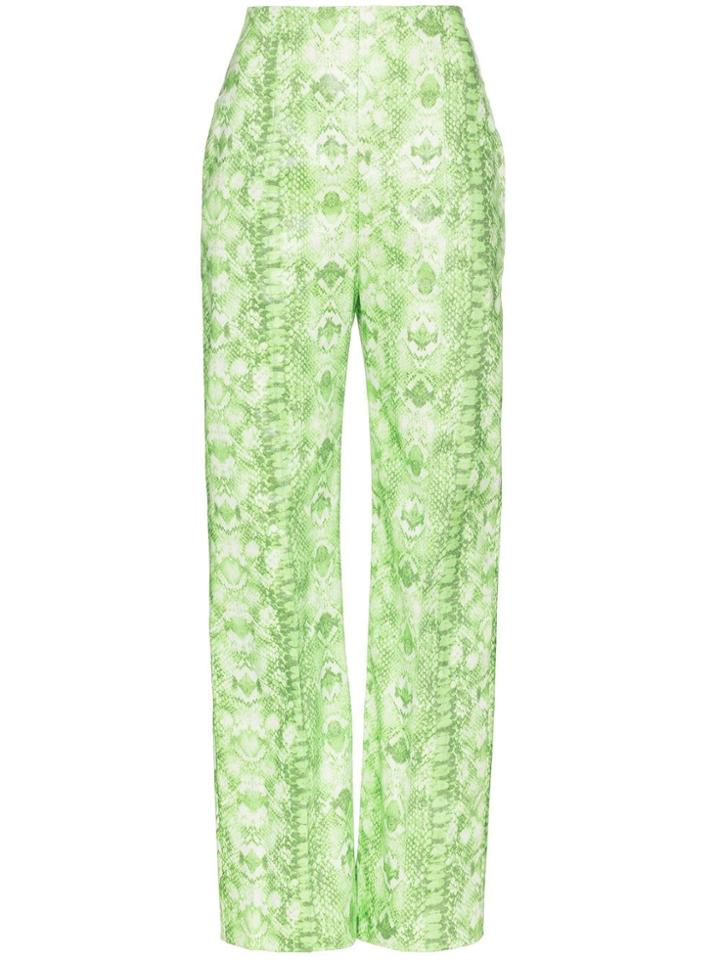 George Keburia High-waist Snakeskin-effect Trousers - Green
