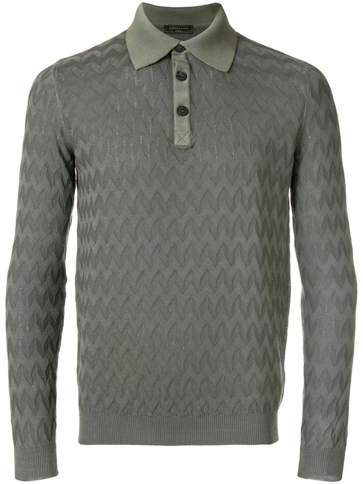 Gabriele Pasini Embroidered Long-sleeve Polo Top - Grey