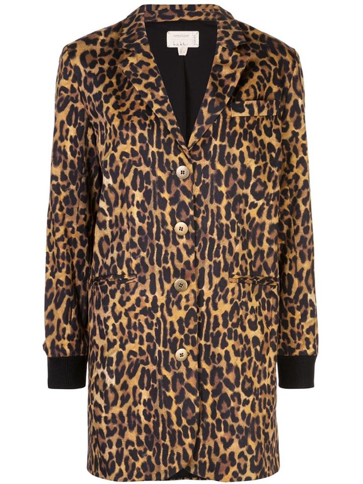 Nicole Miller Furry Leopard Jacket - Brown