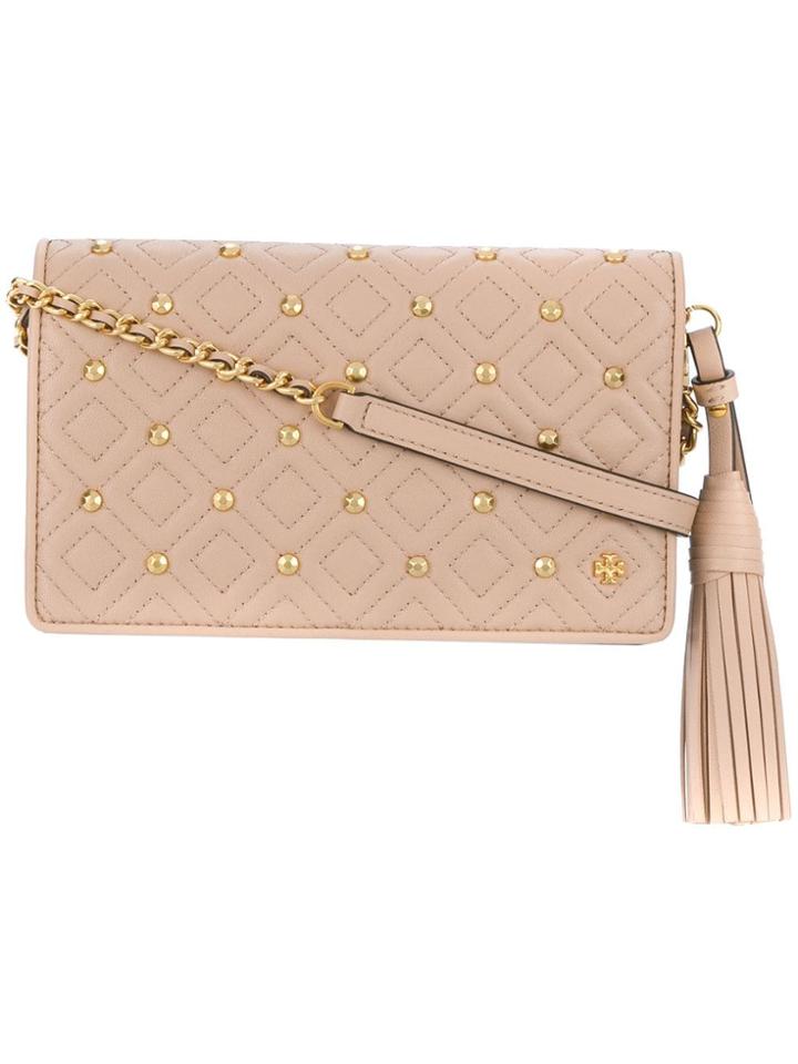 Tory Burch Fleming Stud Chain Wallet - Neutrals