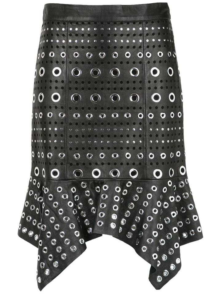 Nk Leather Skirt With Eyelet Details - Black