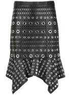 Nk Leather Skirt With Eyelet Details - Black
