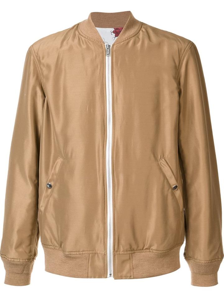 Undercover Zipped Bomber Jacket, Men's, Size: 3, Nude/neutrals, Silk/cotton