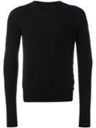 Maison Margiela Side Button Crew Neck Sweater, Men's, Size: Medium, Black, Cotton/wool