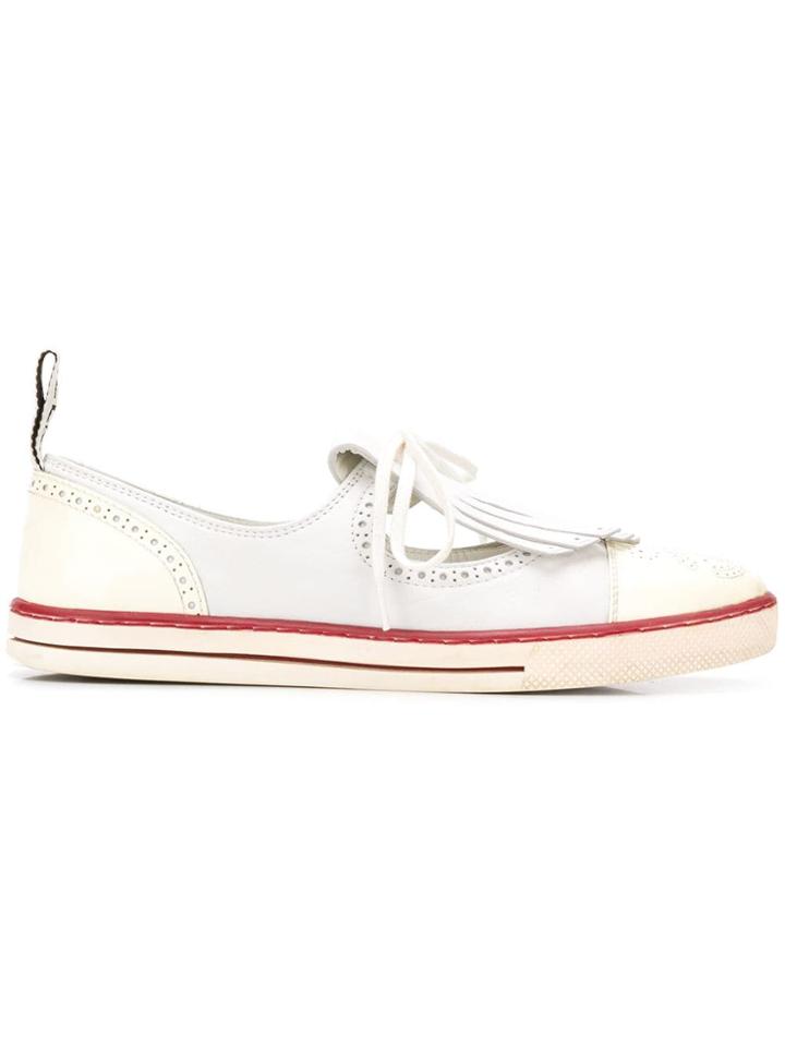 Chanel Vintage Fringed Loafer Sneakers - White