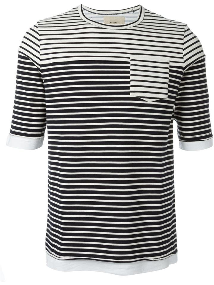 Wooster + Lardini Multi Stripe Pocket Detail T-shirt - White