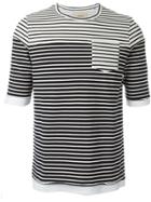 Wooster + Lardini Multi Stripe Pocket Detail T-shirt - White