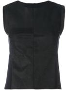 Masnada Leather Tank Top, Women's, Size: 42, Black, Spandex/elastane/lamb Skin/polyamide