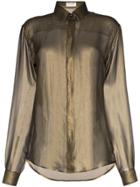 Saint Laurent Diaphanous Long-sleeved Silk Shirt - Gold